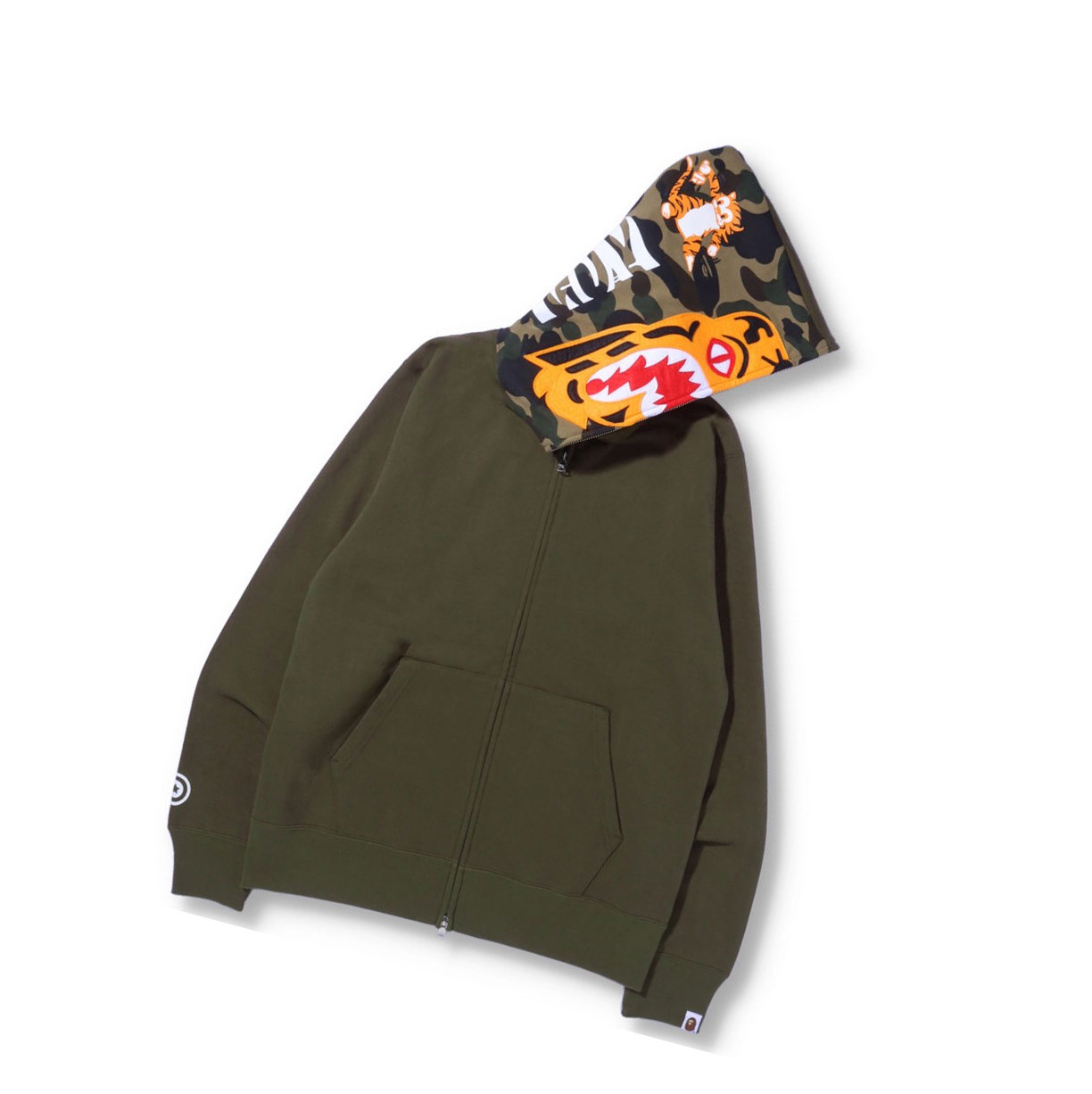 A BATHING APE Bape Tiger Full Zip Throughs Hoodie Herren Grün | 39572AHEM