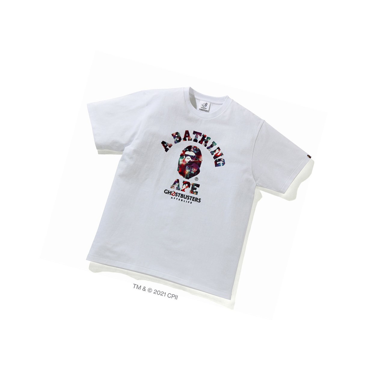 A BATHING APE Bape X Ghostbusters Camo College Tee Kurzes Sleeve T-shirts Herren Weiß | 38469QVTX