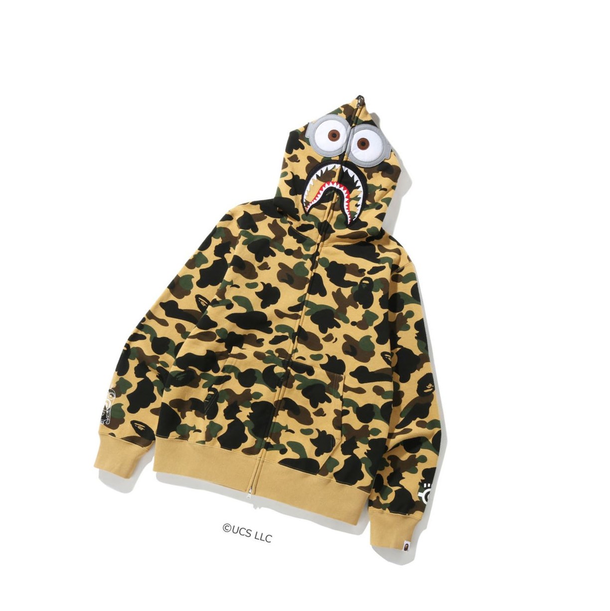 A BATHING APE Bape X Minions 1st Camo Minions Shark Full Zip Throughs Hoodie Herren Gelb | 64097ORGY